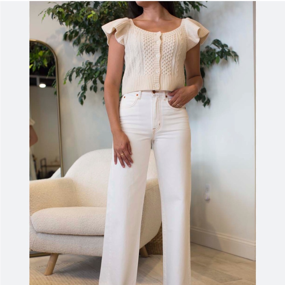 Sea New York Cream Short Sleeve Cardigan